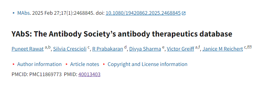 YAbS：The Antibody Society’s antibody therapeutics database